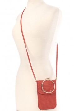 Faux Alligator Skin Ring Crossbody Bag