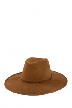 Braided Strap Accent Suede Feel Felt Hat