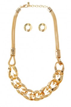 Twist Linked Metal Statement Necklace