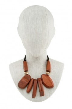 Wooden Pendant Linked Statement Necklace