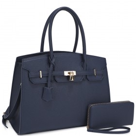 2In1 Modern Key Lock Design Satchel Bag W Wallet Set GB
