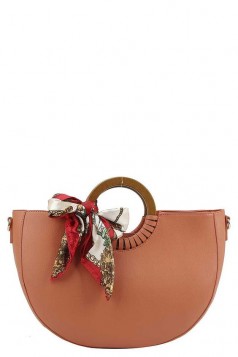 TRENDY SILK SCARF HALF CIRCLE TOTE BAG