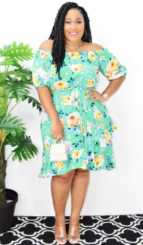 EYE CATCHER OFF SHOULDER FLORAL DRESS