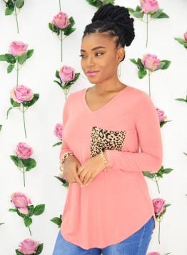 LEOPARD PRINT POCKET TEE SHIRT