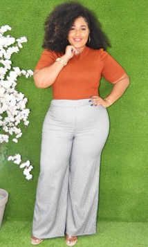HOUNDSTOOTH PRINT PALAZZO PANTS PLUS