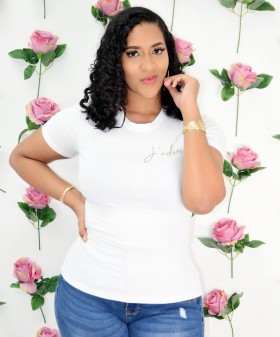 J'ADORE ROUND NECK TEE SHIRT