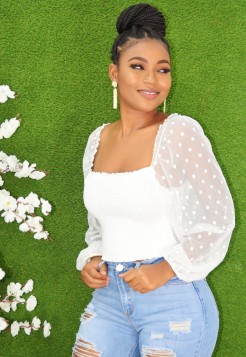 SWISS DOTTED CROP TOP