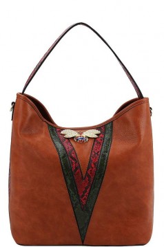 TRENDY RHINESTONE HOBO BAG WITH LONG STRAP