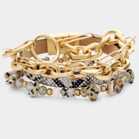 SNAKE SKIN SEMI PRECIOUS STONE LAYERED BRACELETS