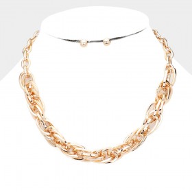 METAL MULTI LINK CHAIN COLLAR NECKLACE