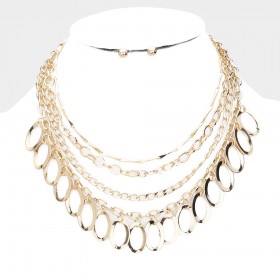 MULTI CHAIN LINK DROP METAL BIB NECKLACE