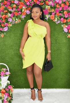 FLIRTY AFFAIR ONE SHOULDER DRESS